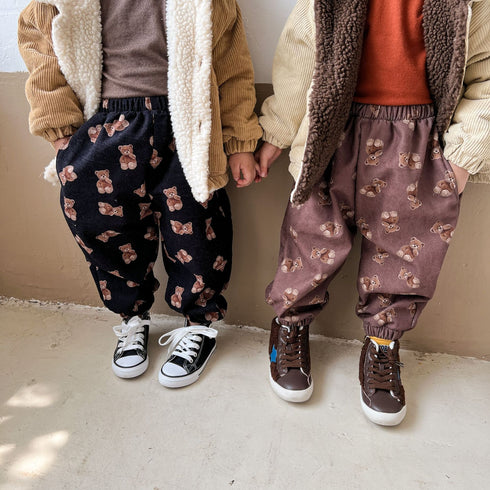 Children's corduroy pants one plus velvet padded baby casual pants